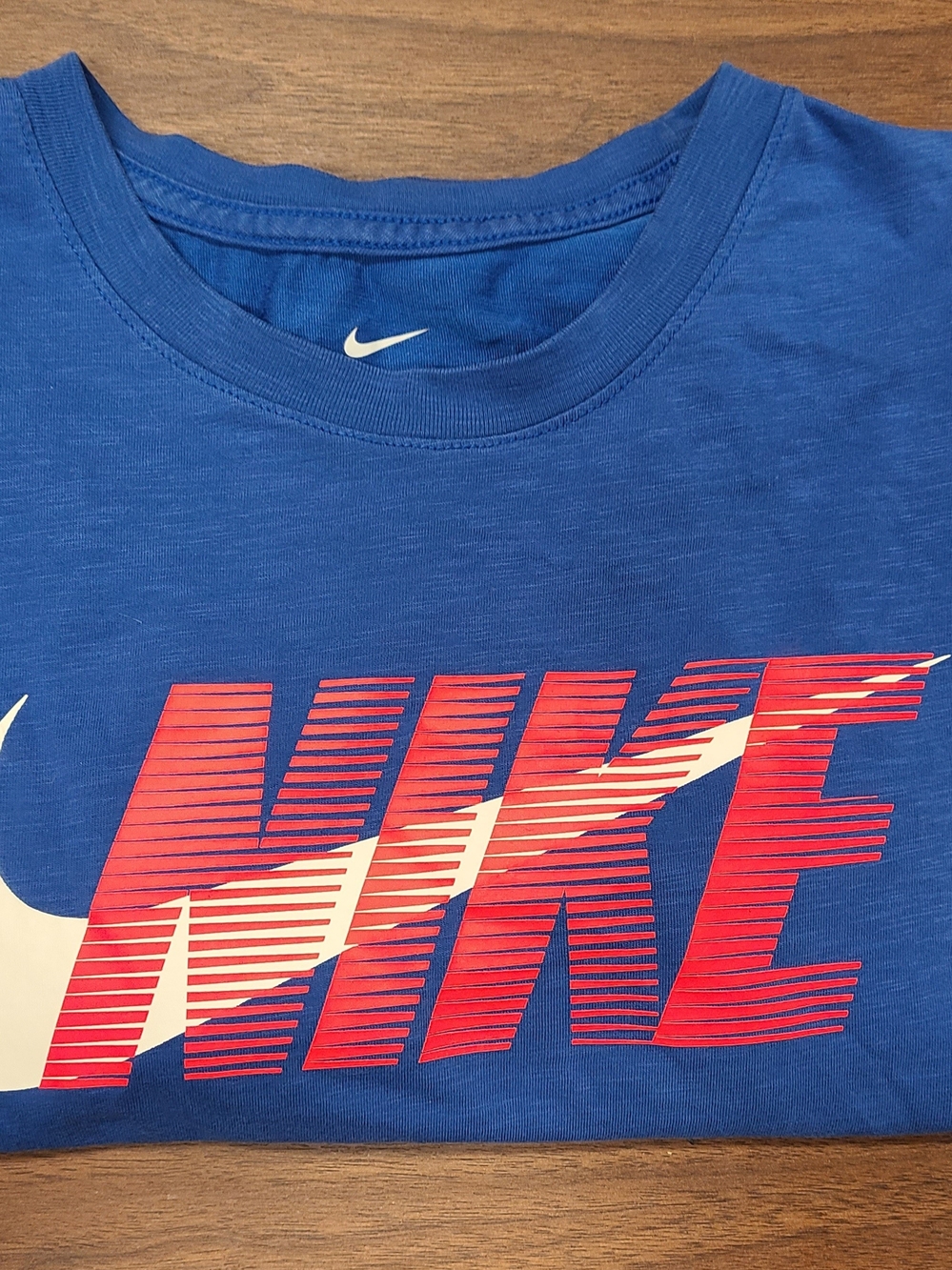 Nike Men's Blue W/ Red &White Graphic Logo T-Shirt